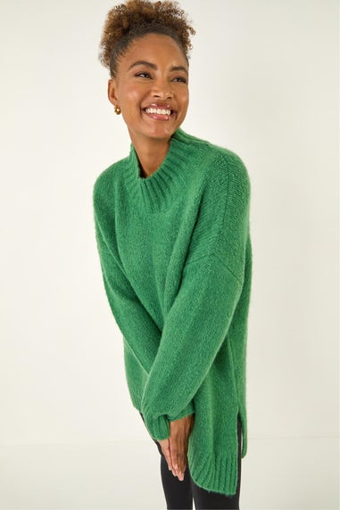 Roman Green Soft Longline Knit Jumper