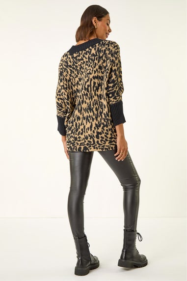 Roman Black Animal Print Knit Jumper