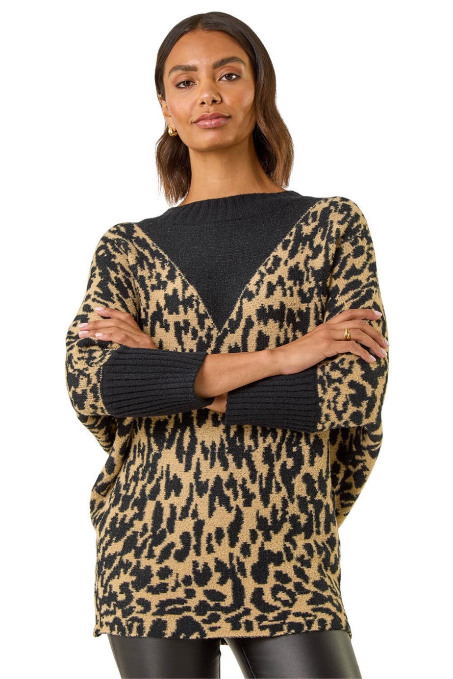 Roman Black Animal Print Knit Jumper