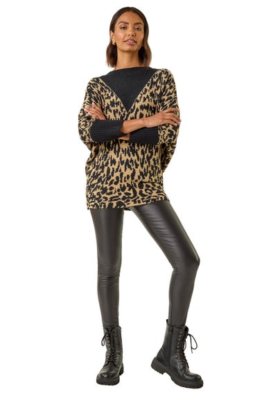 Roman Black Animal Print Knit Jumper