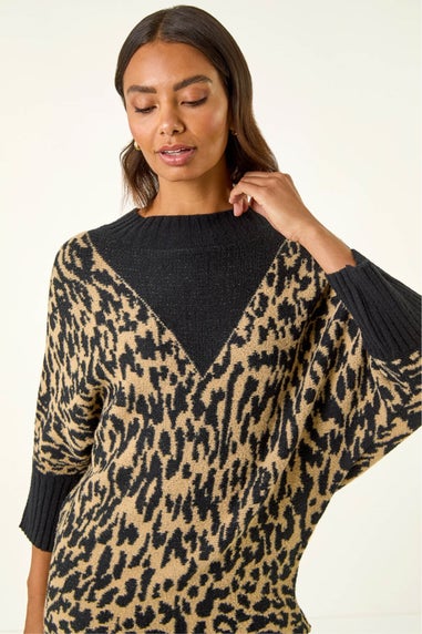 Roman Black Animal Print Knit Jumper