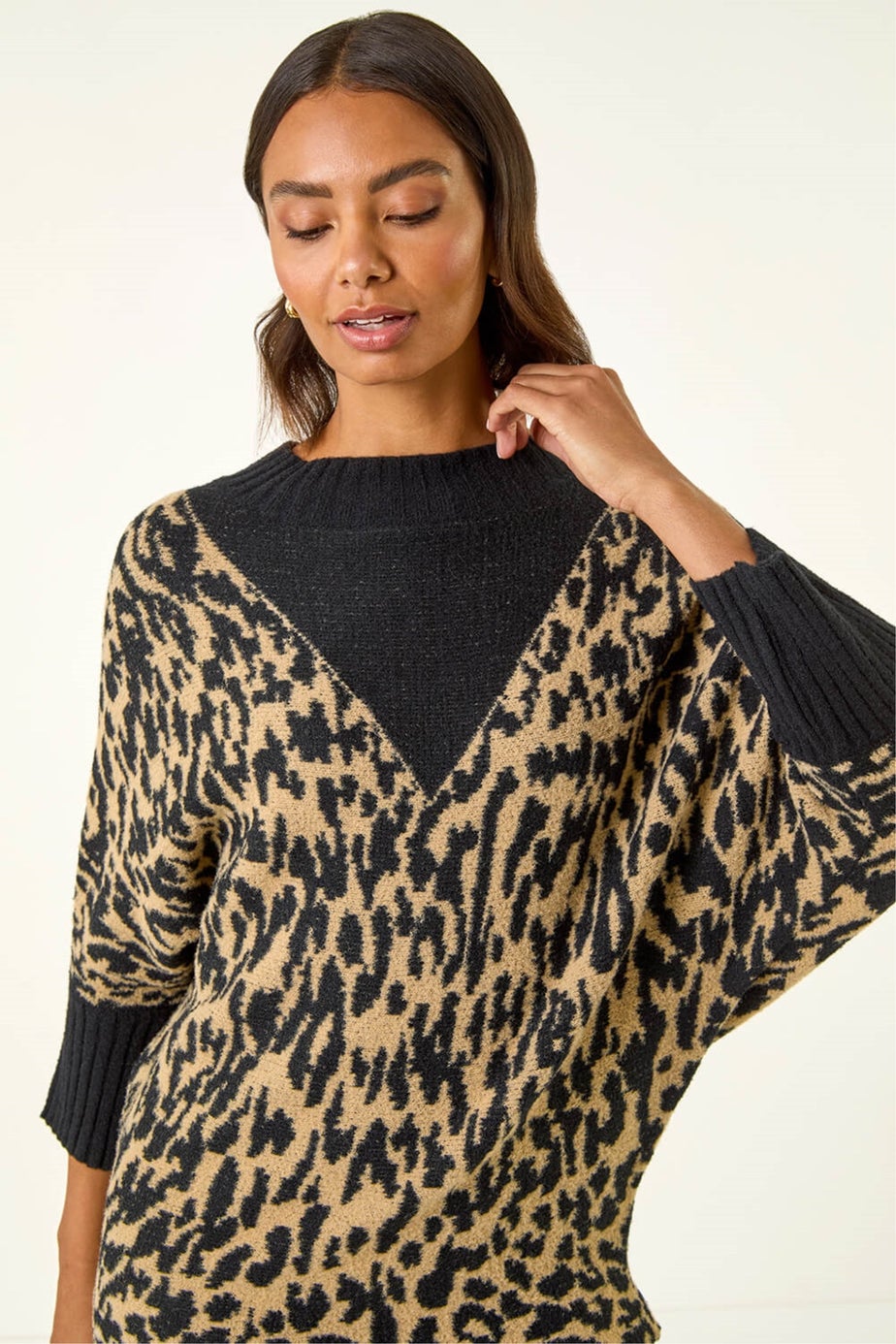 Roman Black Animal Print Knit Jumper
