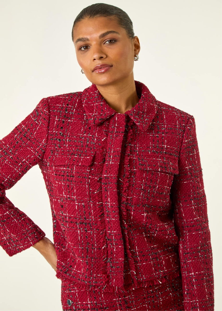 Roman Wine Luxury Boucle Textured Jacket