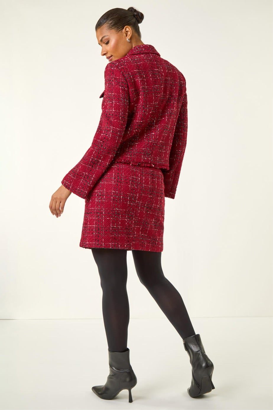 Roman Wine Luxury Boucle Textured Jacket