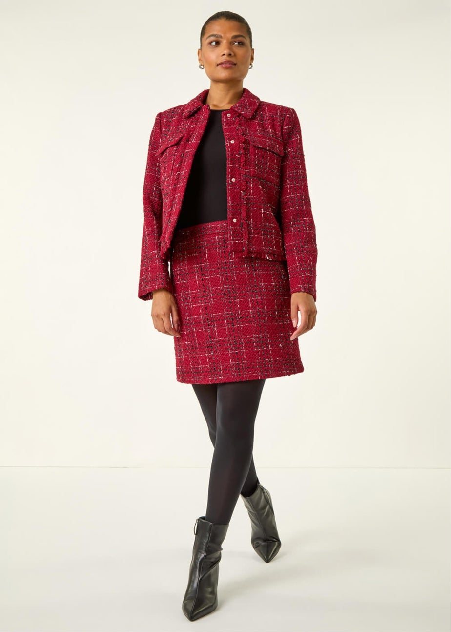 Roman Wine Luxury Boucle Textured Jacket