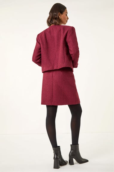 Roman Wine Textured Edge To Edge Jacket