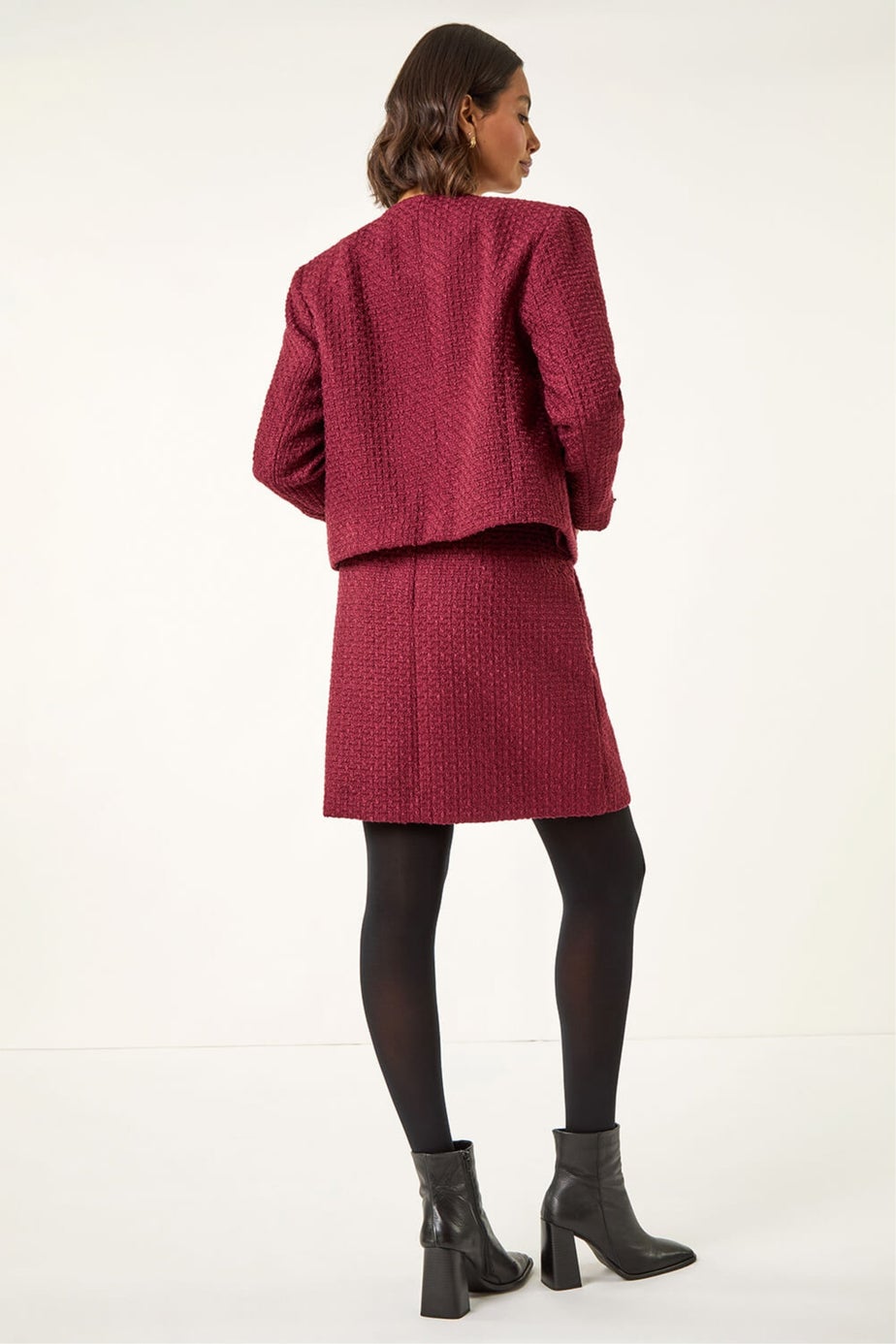 Roman Wine Textured Edge To Edge Jacket