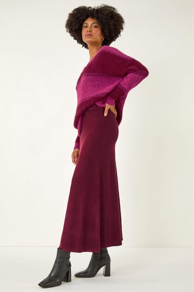 Roman Magenta V-Neck Stripe Knit Jumper