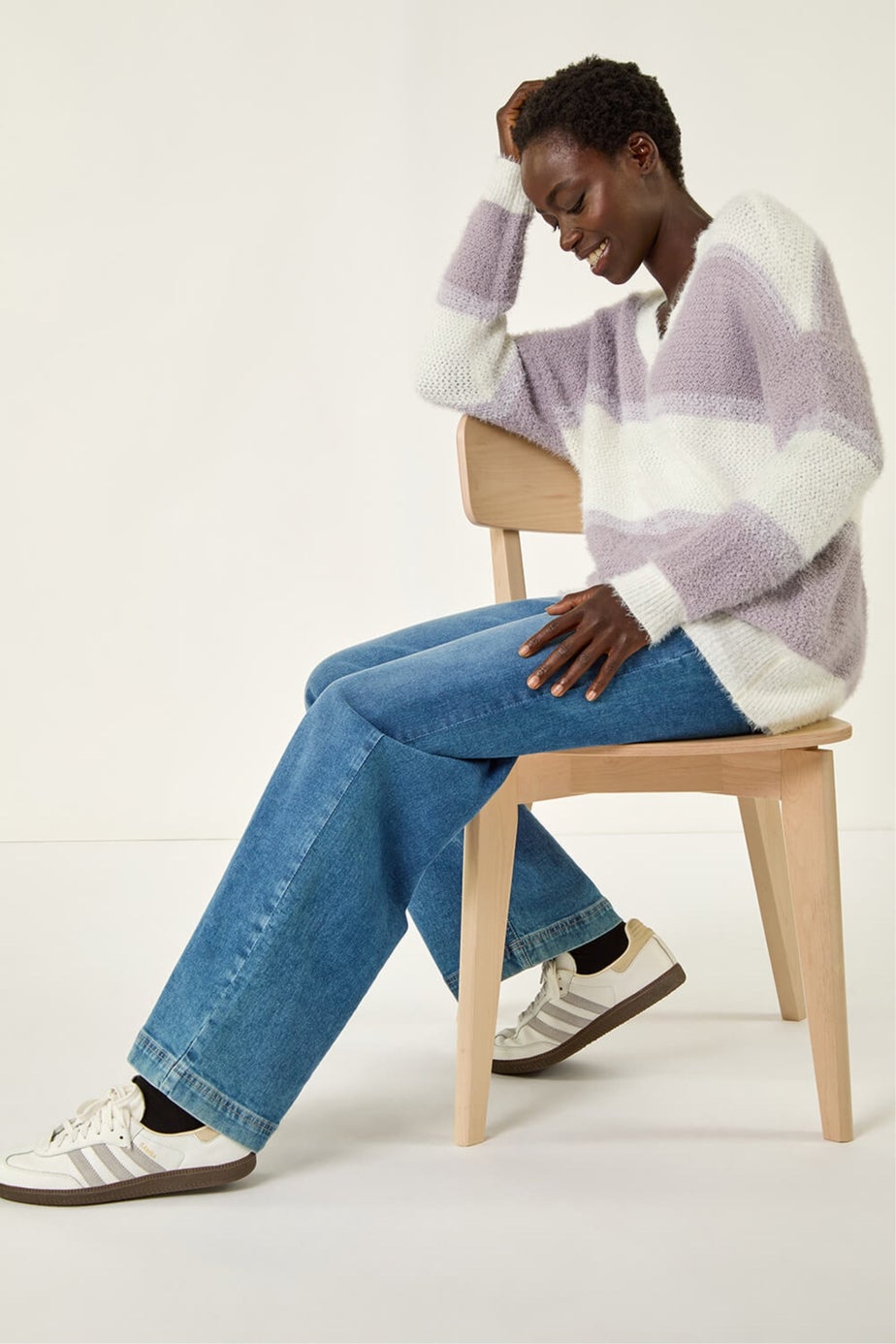 Roman Lilac V-Neck Stripe Knit Jumper