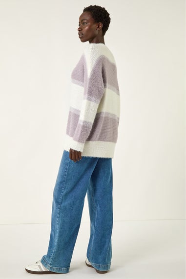 Roman Lilac V-Neck Stripe Knit Jumper