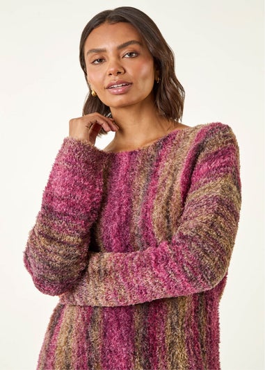 Roman Maroon Fluffy Tassel Hem Knit Jumper