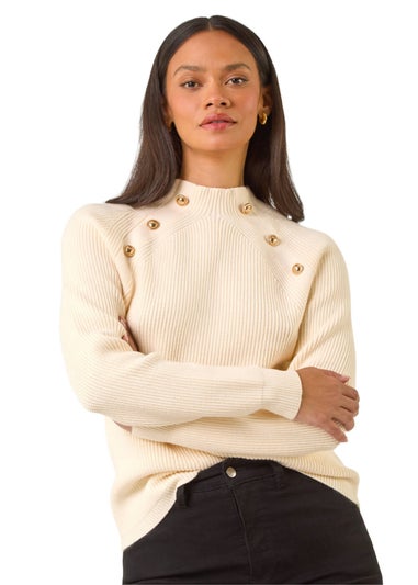 Dusk Ivory Raglan Ribbed Knit Jumper