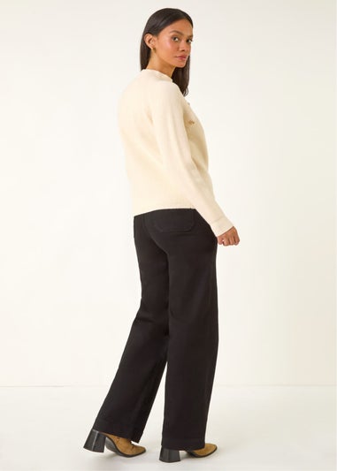 Dusk Ivory Raglan Ribbed Knit Jumper