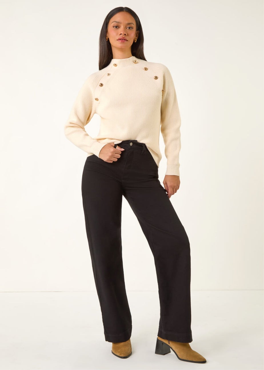 Dusk Ivory Raglan Ribbed Knit Jumper