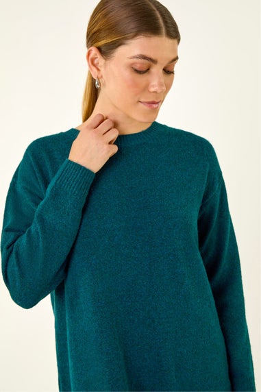Roman Teal Mock Shirt Knitted Dress