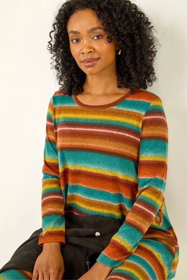 Roman Blue Petite Stripe A-Line Dress