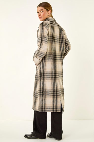 Roman Ivory Check Print Longline Coat
