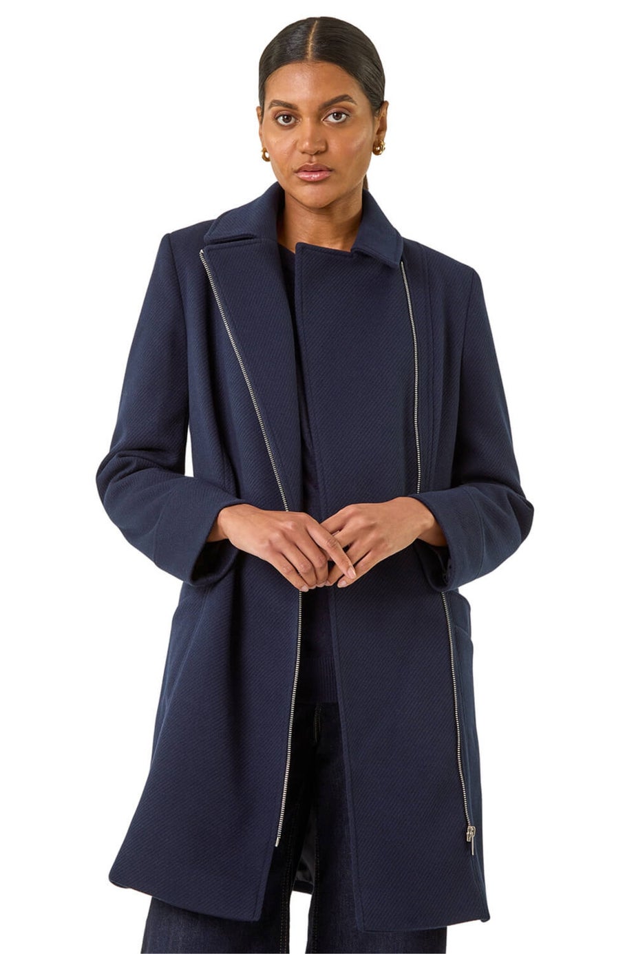 Roman Navy Longline Biker Coat