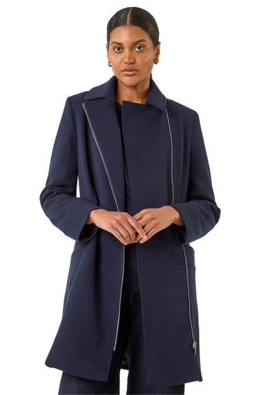 Roman Navy Longline Biker Coat