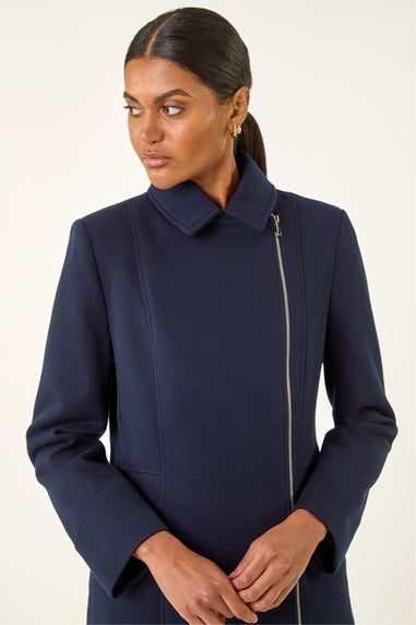 Roman Navy Longline Biker Coat
