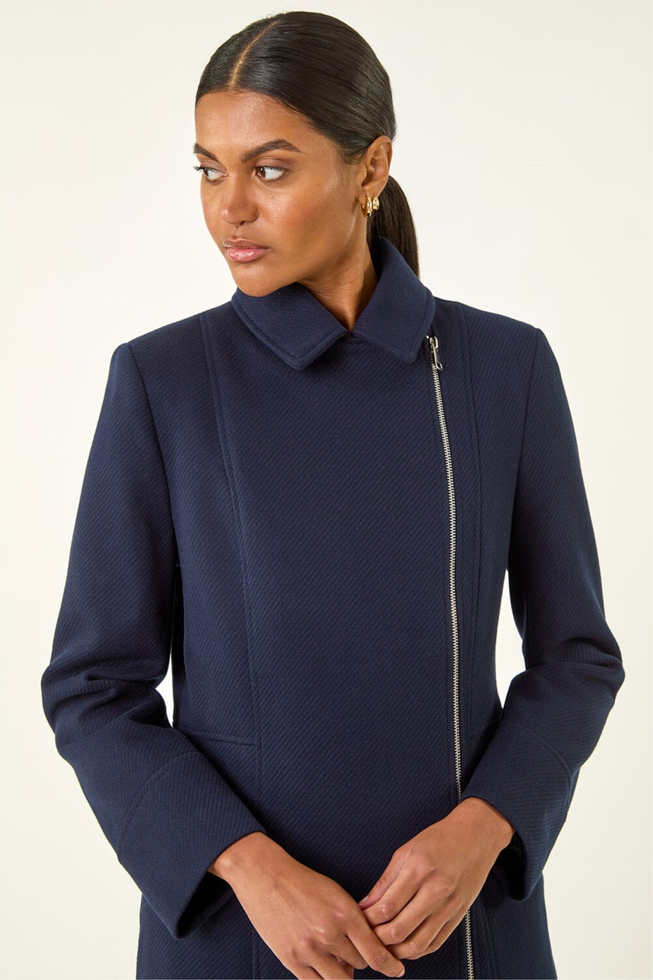 Roman Navy Longline Biker Coat