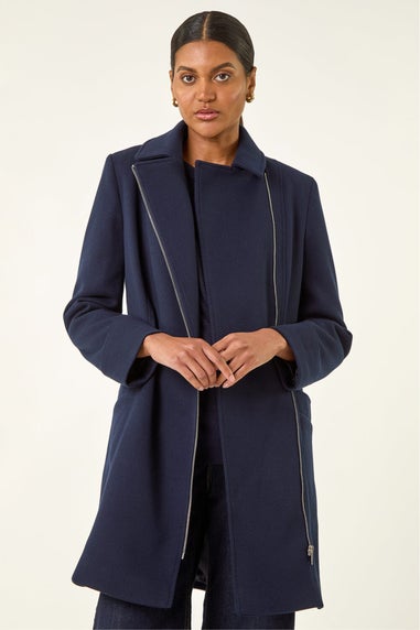 Roman Navy Longline Biker Coat