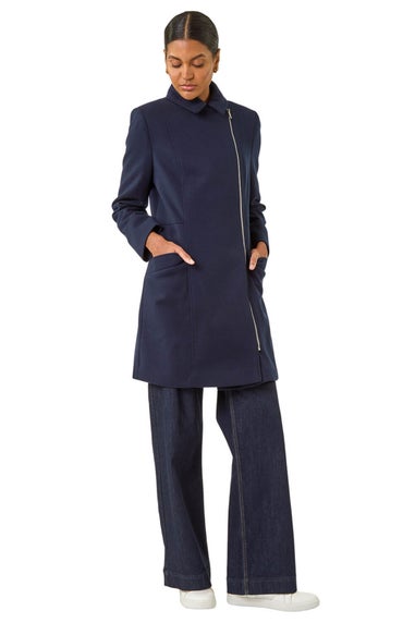 Roman Navy Longline Biker Coat