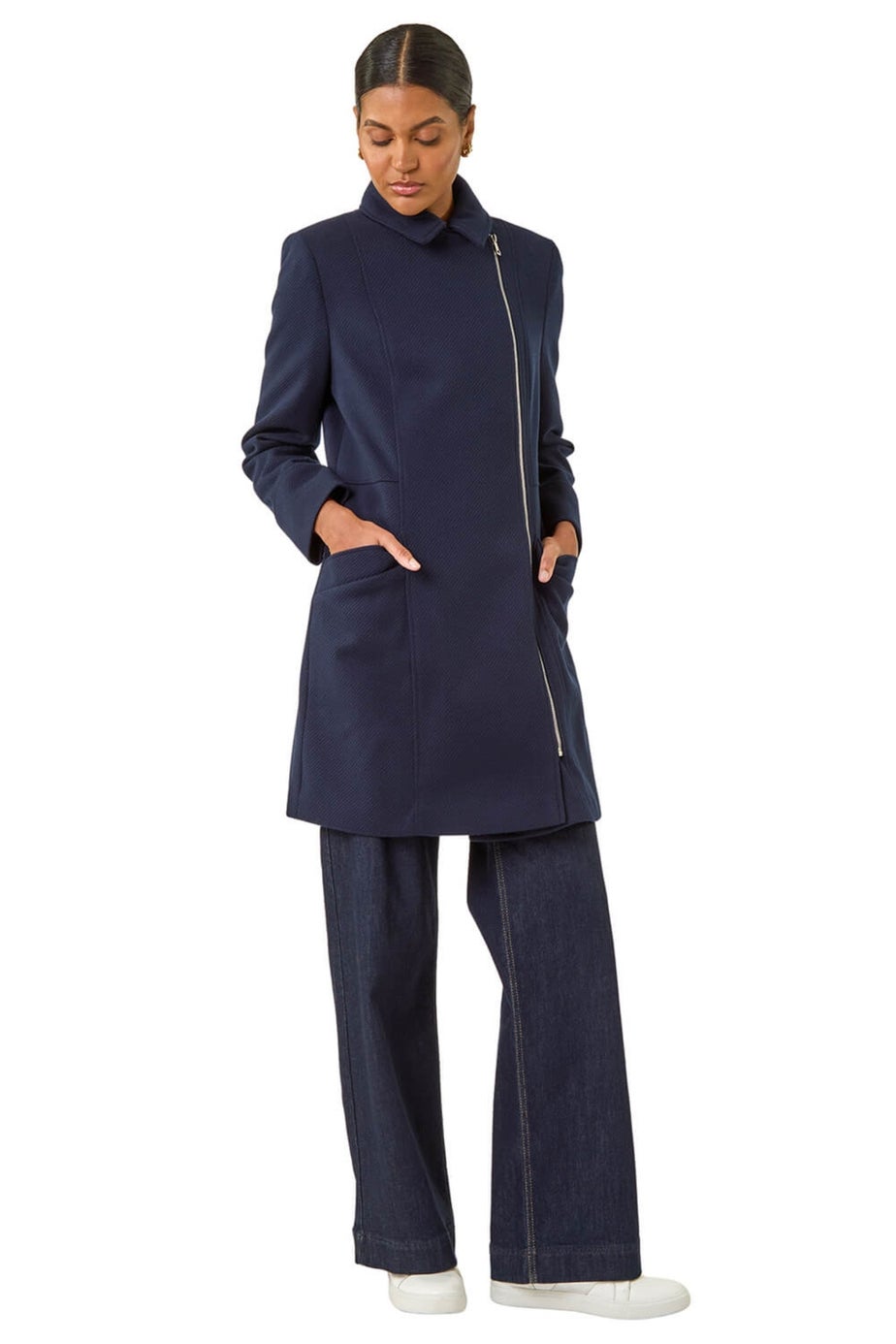 Roman Navy Longline Biker Coat