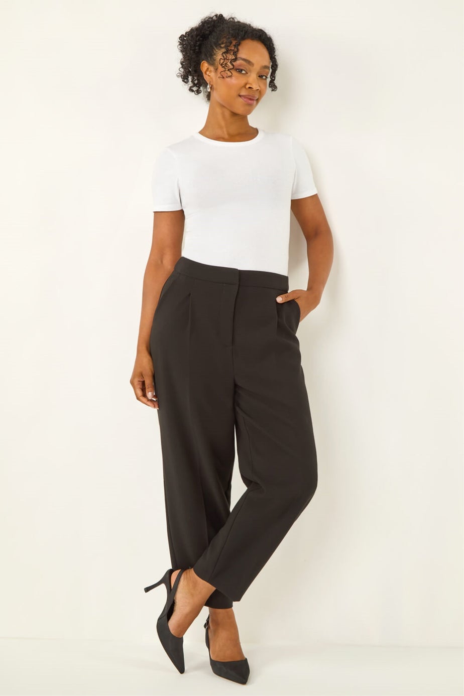 Roman Black Petite Ankle Grazer Smart Stretch Trouser