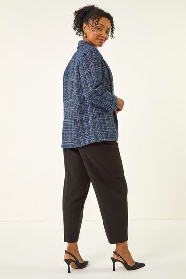 Roman Navy Petite Boucle Stretch Blazer