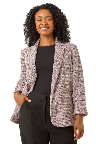 Roman Pink Petite Boucle Stretch Blazer