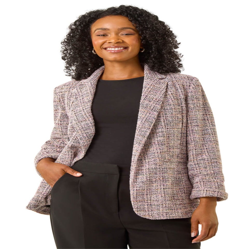 Roman Pink Petite Boucle Stretch Blazer