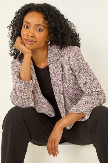 Roman Pink Petite Boucle Stretch Blazer