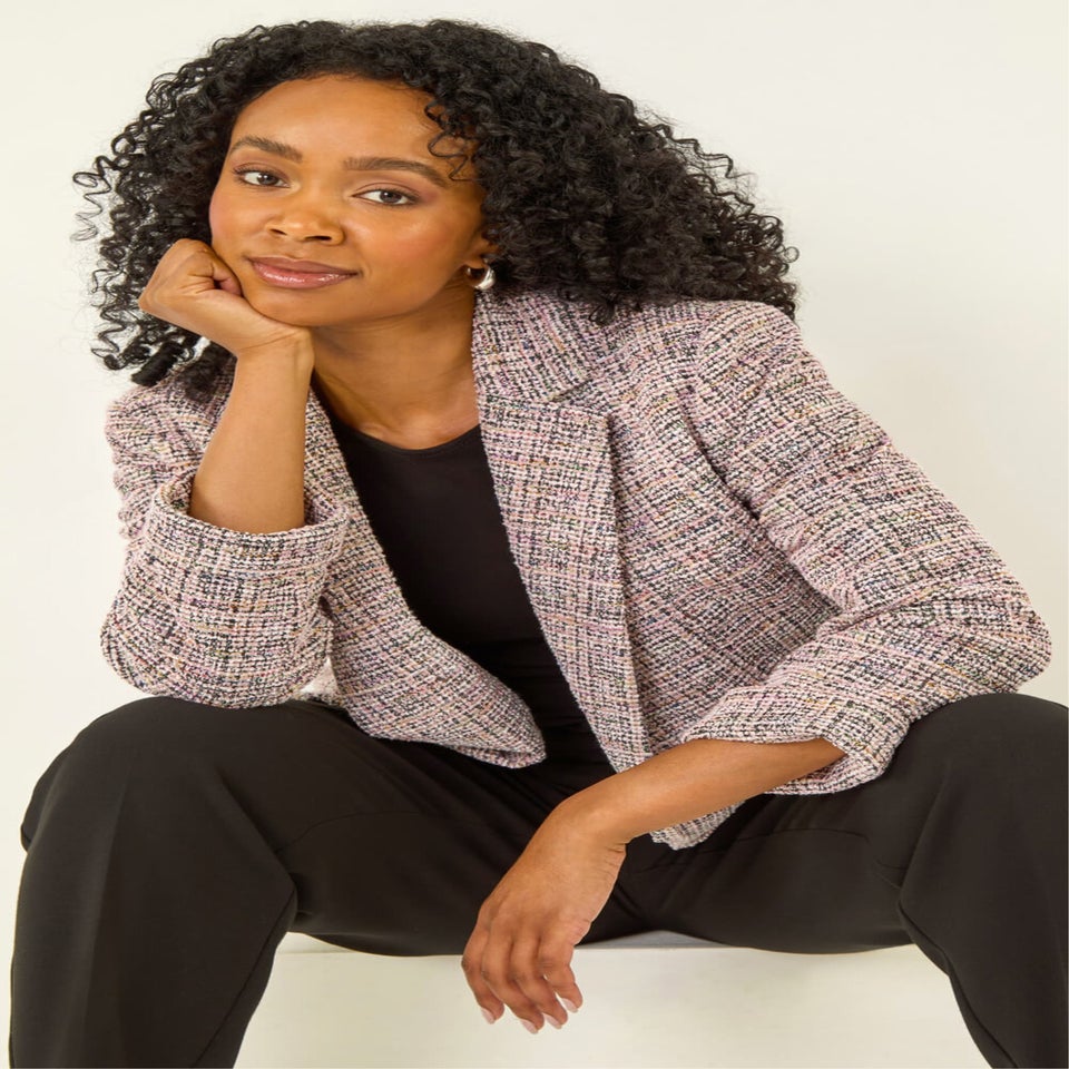 Roman Pink Petite Boucle Stretch Blazer