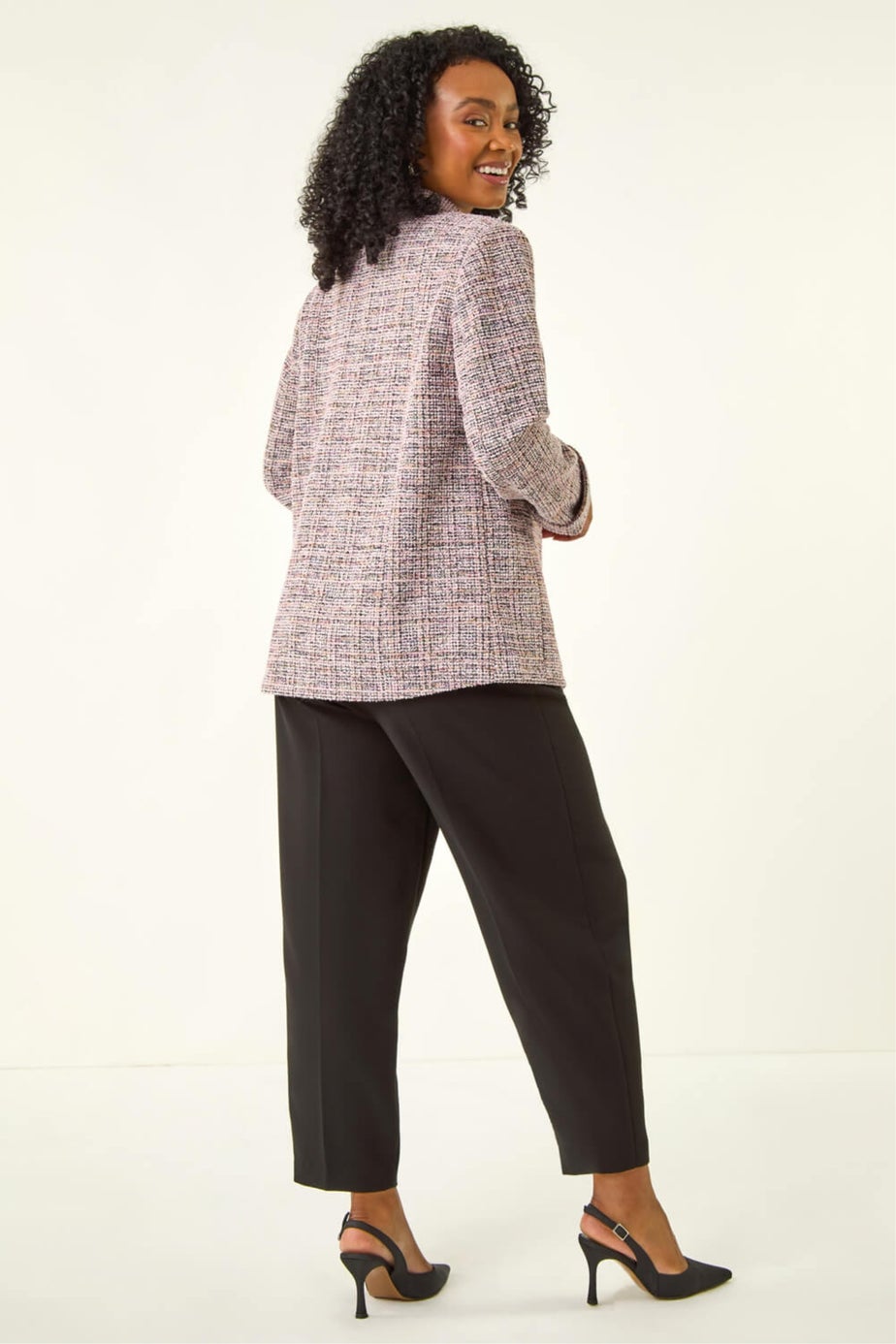 Roman Pink Petite Boucle Stretch Blazer