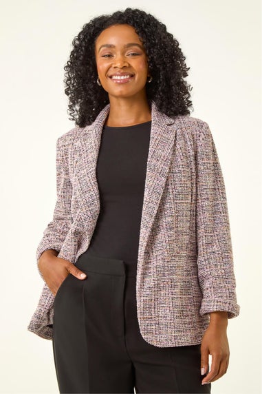 Roman Pink Petite Boucle Stretch Blazer