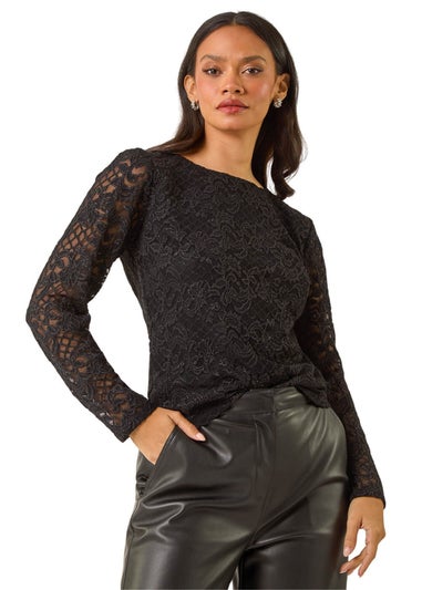 Dusk Black Baroque Lace Top