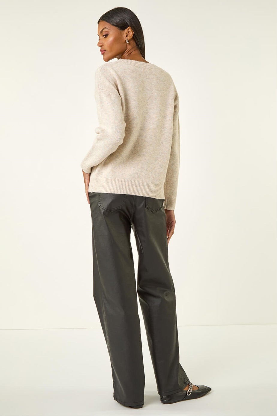 Roman Ivory Sequin Poka Dot Knit Jumper