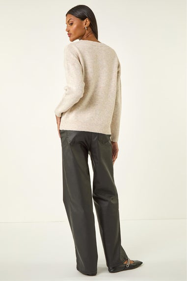 Roman Ivory Sequin Poka Dot Knit Jumper