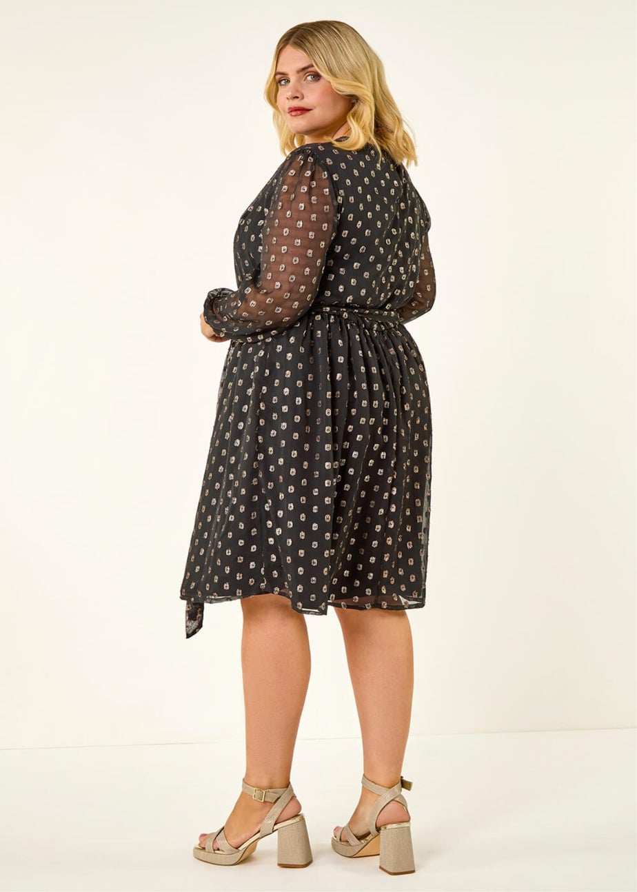 Roman Black Curve Polka Dot Dress