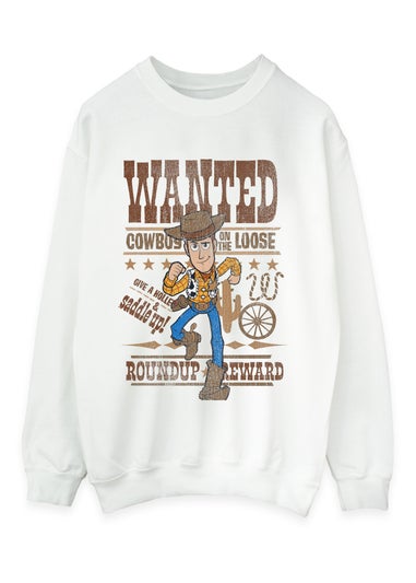 Disney Toy Story Woody Wanted White Graphic Sweatshirt