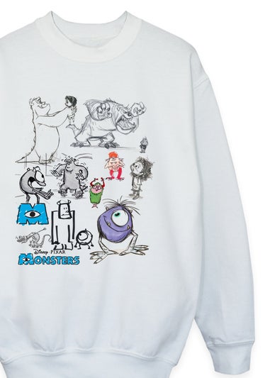 Disney Monsters Inc Doodles Boys White Graphic Sweatshirt (Age 3-13 Years)