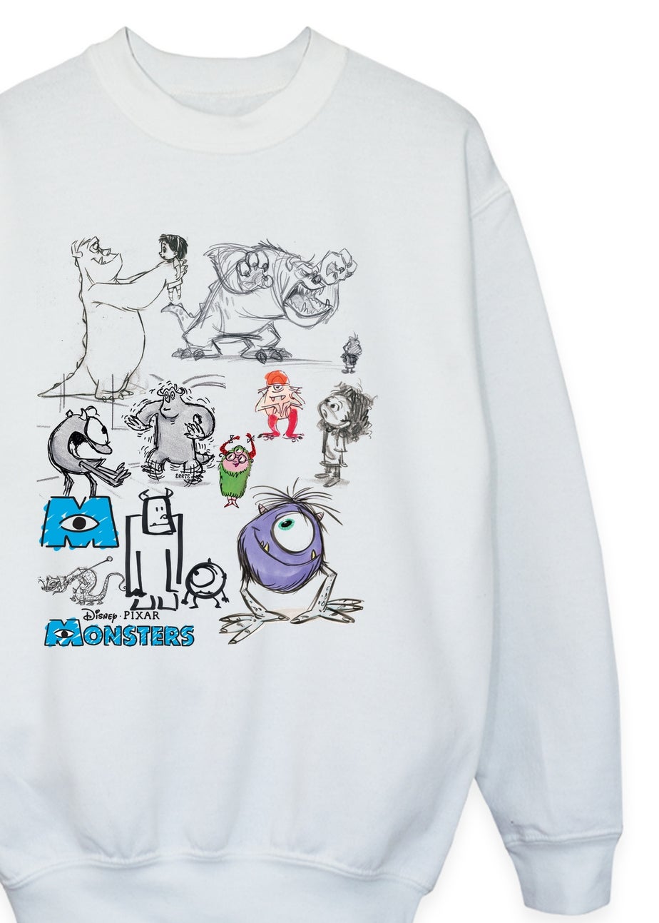 Disney Monsters Inc Doodles Boys White Graphic Sweatshirt (Age 3-13 Years)