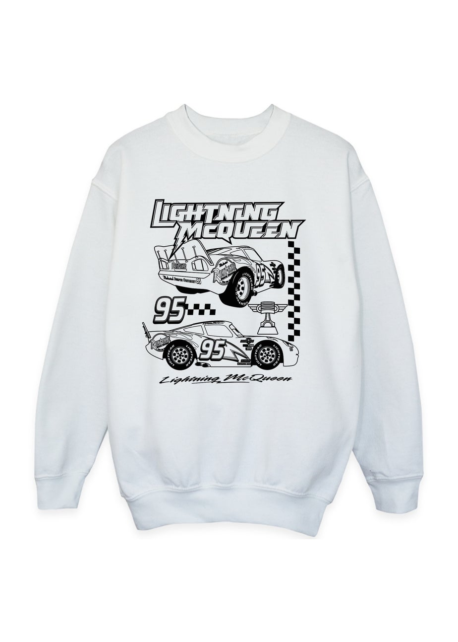 Disney Cars Lightning McQueen Line Boys White Graphic Sweatshirt (Age 3-13 Years)