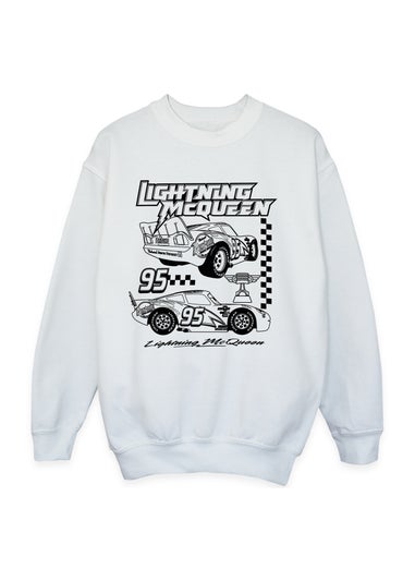 Disney Cars Lightning McQueen Line Boys White Graphic Sweatshirt (Age 3-13 Years)