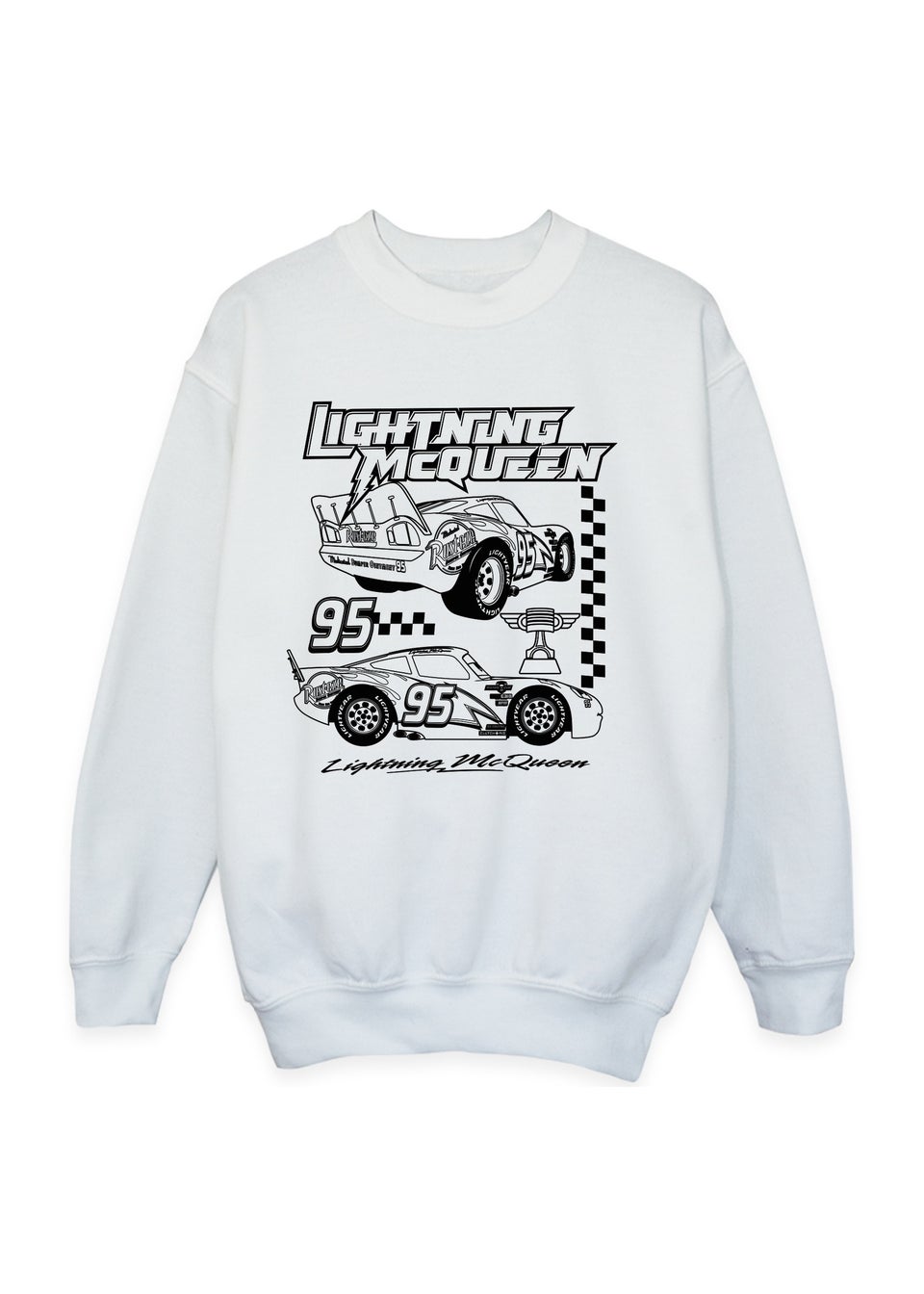 Disney Cars Lightning McQueen Line Boys White Graphic Sweatshirt (Age 3-13 Years)