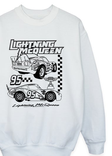 Disney Cars Lightning McQueen Line Boys White Graphic Sweatshirt (Age 3-13 Years)
