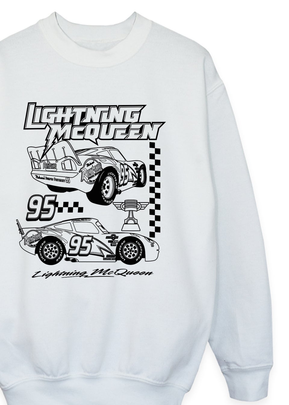 Disney Cars Lightning McQueen Line Boys White Graphic Sweatshirt (Age 3-13 Years)