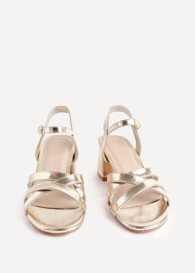 Linzi Flair Gold Faux Leather Heeled Sandals