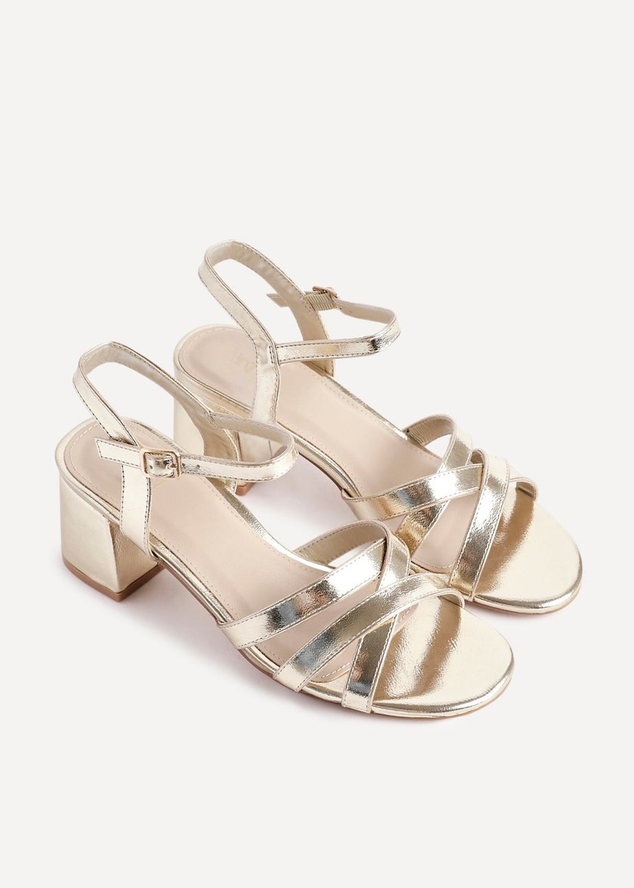 Linzi Flair Gold Faux Leather Heeled Sandals